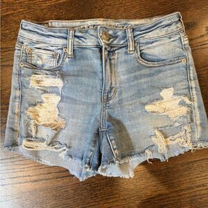 American Eagle Outfitters Blue Jean Shorts Distressed High-Waisted